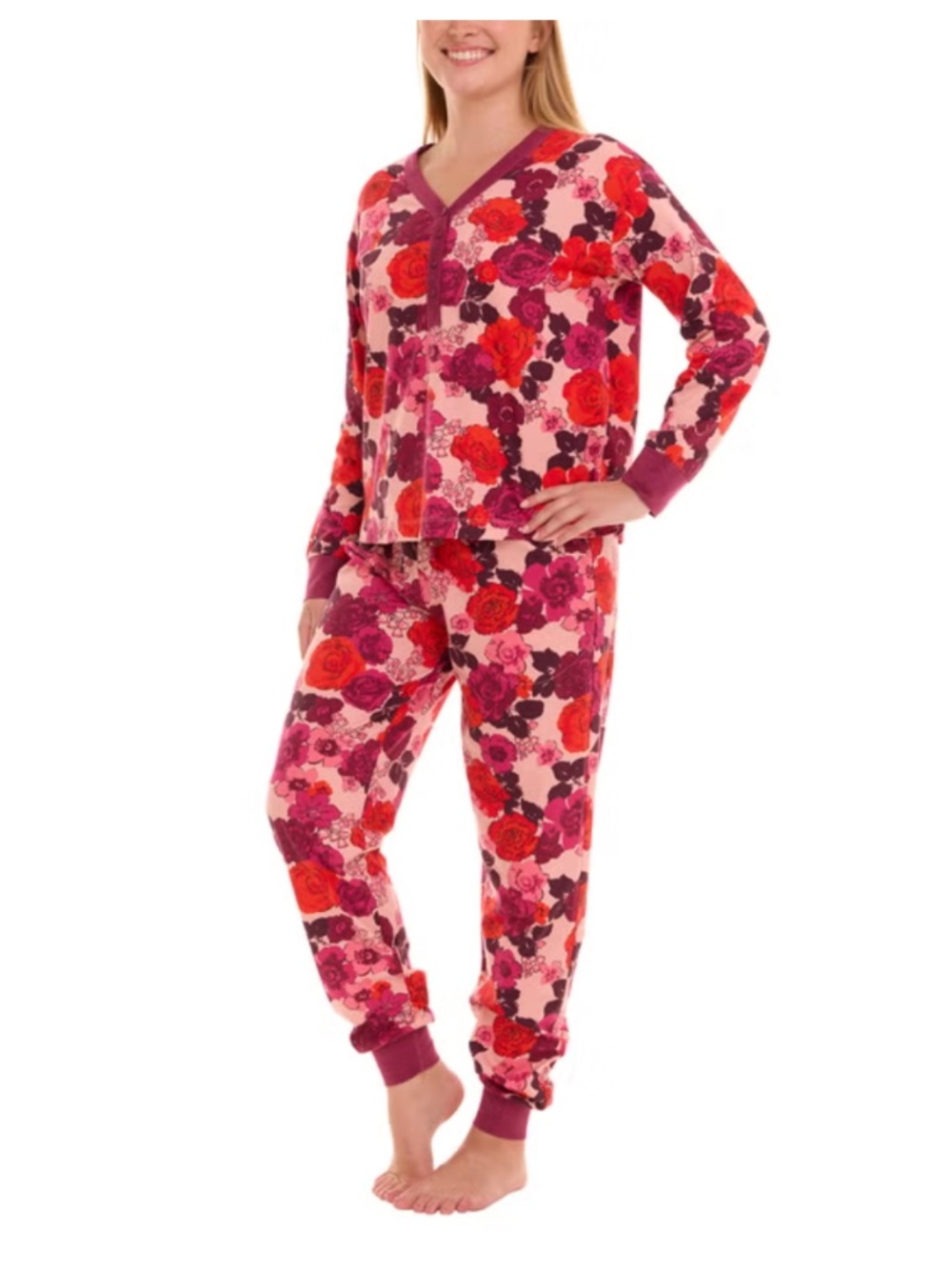 Vera Bradley All The Roses 2-piece Stretchy Cotton PJ Pajamas M RARE